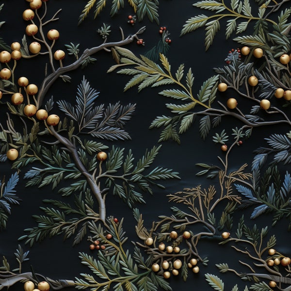 Botany Wallpaper - Dark Juniper Forest Aesthetic Wallpaper - William Morris, Nature Wallpaper, Vintage Wallpaper: The Travis - Quick Ship!