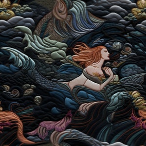 Mermaid Wallpaper Ocean Mythological Sea Creature Design Inspired by Abstract Dark Moody William Morris Funky: The Aquata