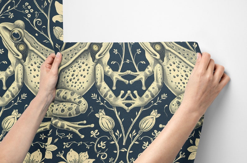 Transform your space with our Frog Wallpaper, seamlessly blending vintage Victorian charm with captivating frog patterns. Immerse yourself in Victorian garden ambiance that our dark frog wallpaper effortlessly creates.