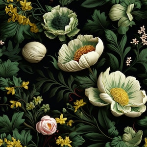 Botany Wallpaper - Floral Garden Dark Funky Wallpaper - William Morris, Nature Wallpaper, Vintage Wallpaper: The Erin - Quick Ship!