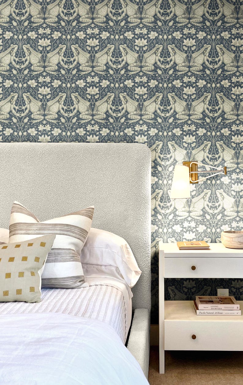 Transform your space with our Frog Wallpaper, seamlessly blending vintage Victorian charm with captivating frog patterns. Immerse yourself in Victorian garden ambiance that our dark frog wallpaper effortlessly creates.
