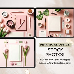 25 Pink pastel Faceless Home Office Stock Photos bundle PLR and MRR Included, Perfect for Social Media, Branding & Blogs and business owner