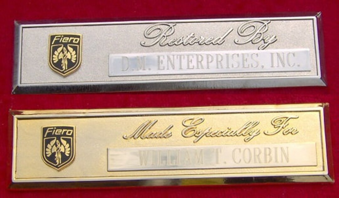 PONTIAC FIERO Custom Engraved Dash Plaque Etsy