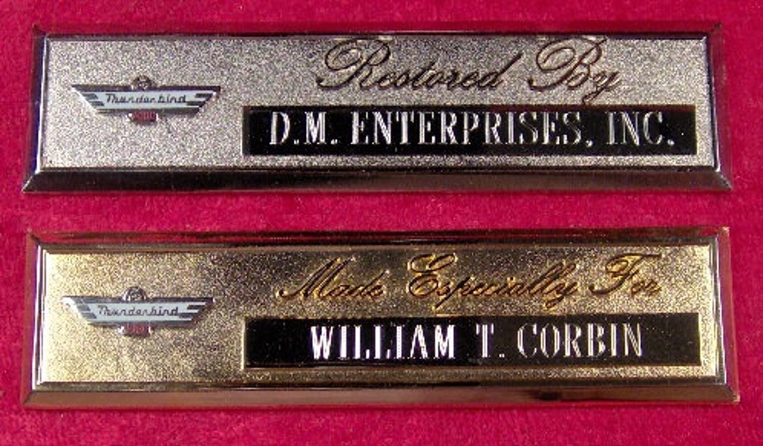 THUNDERBIRD Custom Engraved Dash Plaque Etsy