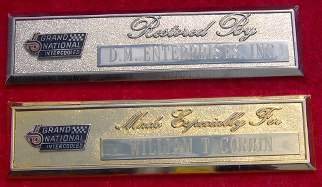 BUICK GRAND NATIONAL Custom Engraved Dash Plaque Etsy