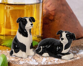 Dog or Cat Themed Set of Salt & Pepper Shakers - Collie, Dachshund, Pug, Bulldog or Black and Ginger Cats - Unique Gift Idea