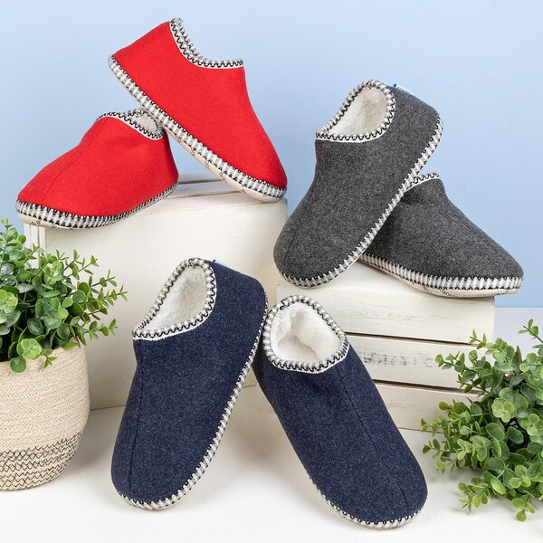 Snoozies! - Womens Super Soft Sherpa Fleece Cabin Bootie Nordic Style Slippers with Non Slip Sole in Red, Grey or Navy