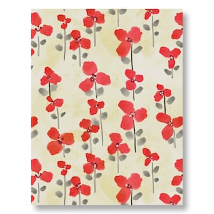 Set of 8 Dancing Poppies Notecards - Handcrafted Floral Art Blank Cards with Envelopes
