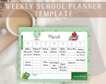 School Weekly Calendar, 2024 Printable Planner, Weekly Planner 2024 Digital, Printable 2024 Weekly Calendar, Weekly Planner Template