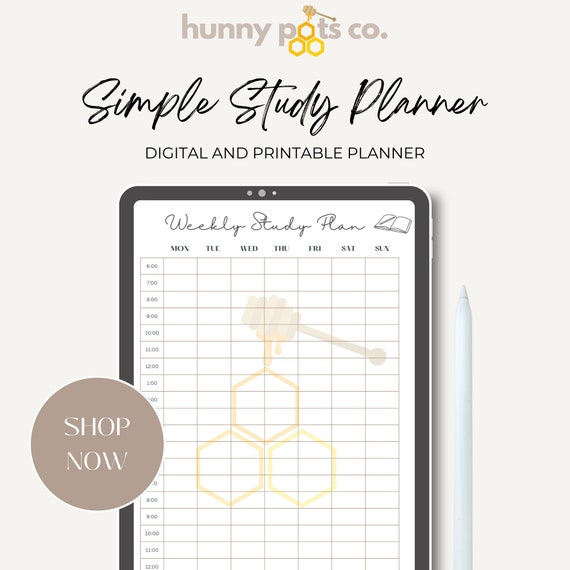 Minimalist Weekly Study Plan | Study Planner | Weekly Study Planner Printable | | Goodnotes Digital Weekly Study Planner | INSTANT DOWNLOAD