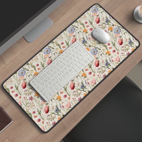 Floral Desk Mat, Cottagecore Desk Mat, Cute Mouse Pad, Large XL XXL Mousepad, Gaming Desk Pad, Gift for  Gamer Coworker Sister Mom Daughter