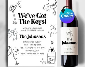 Housewarming Invitation Template: Editable Canva Wine Label (Instant Download