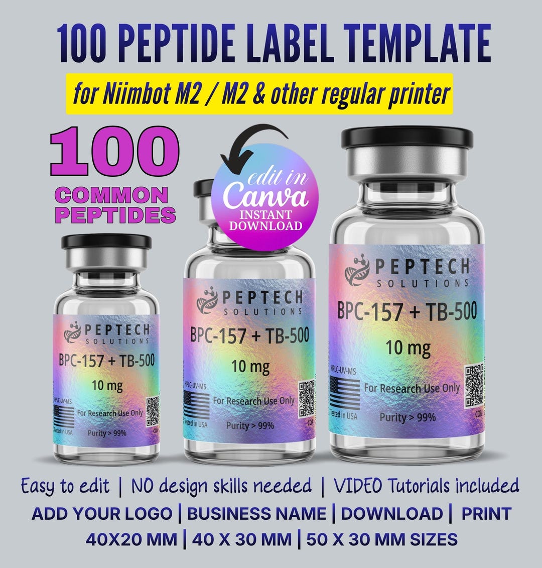 Reta Label Peptide Label Template, Editable Niimbot Peptide Label, Custom Peptide ...
