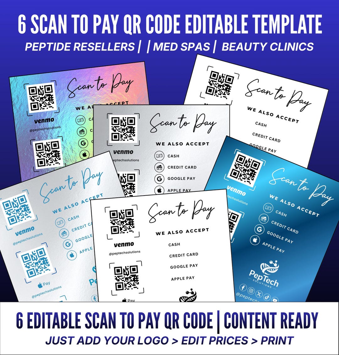 Peptide Scan to Pay QR Code Template, QR Code Sign, Payment Sign ...