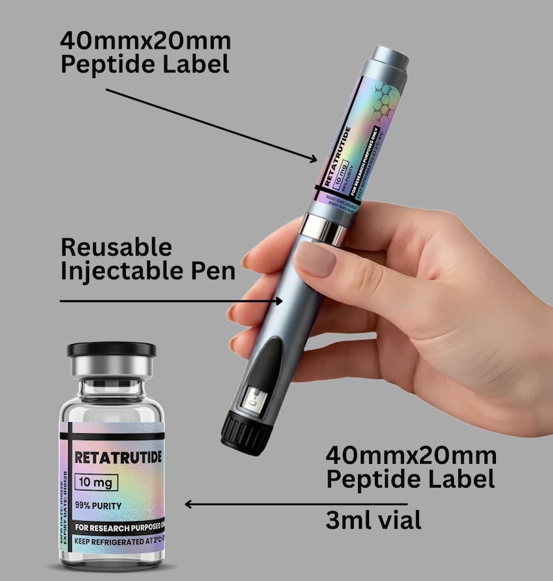 Niimbot Peptide Label Template, Retatrutide Peptide Label, Editable Niimbot Custom Peptide Label, 3ml Peptide Vial Label, Canva Template