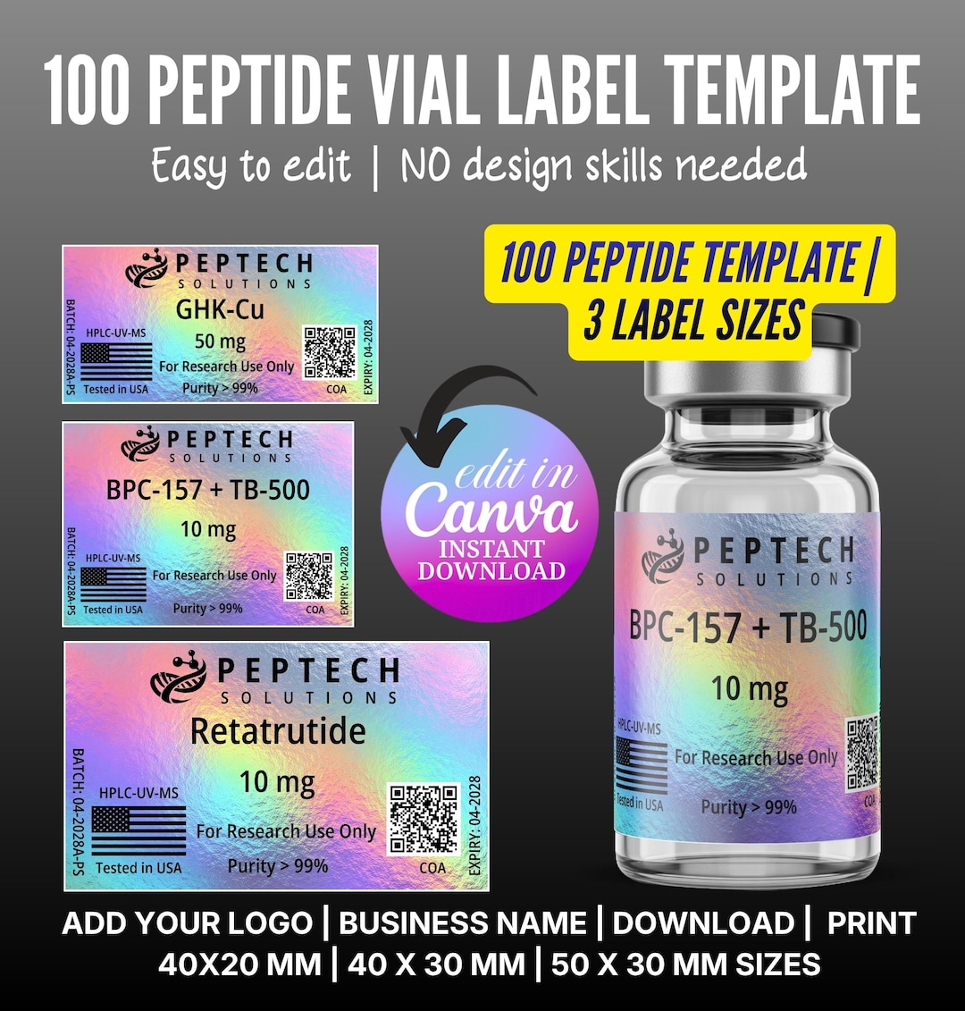 Reta Label Peptide Label Template, Editable Niimbot Peptide Label, Custom Peptide ...