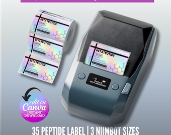 Niimbot Peptide Label Template, Retatrutide Peptide Label, Editable Niimbot M2 Custom Peptide Label, 3ml Peptide Vial Label, Canva Template