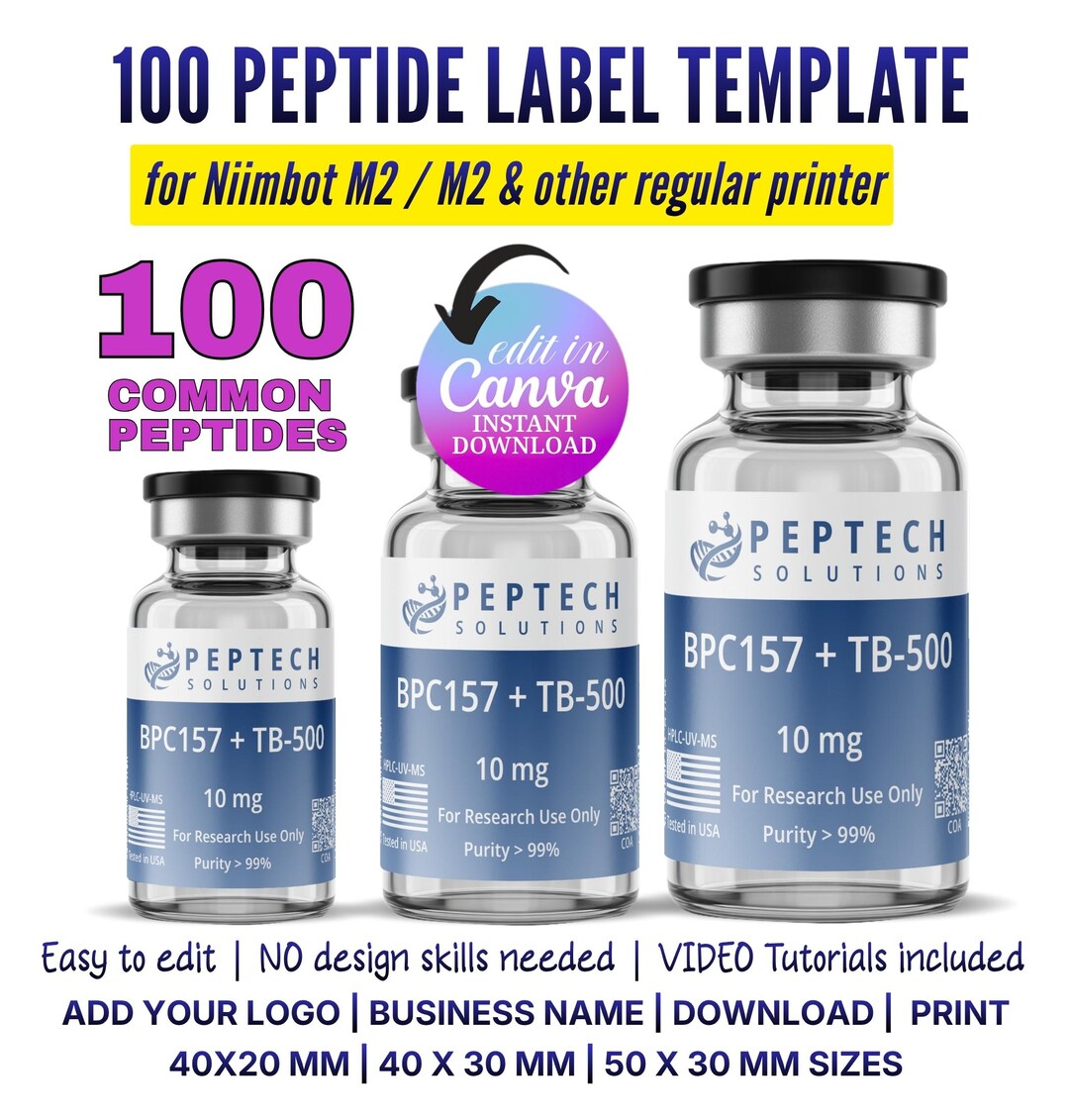 Reta Label Peptide Label Template, Editable Niimbot Peptide Label, Custom Peptide ...
