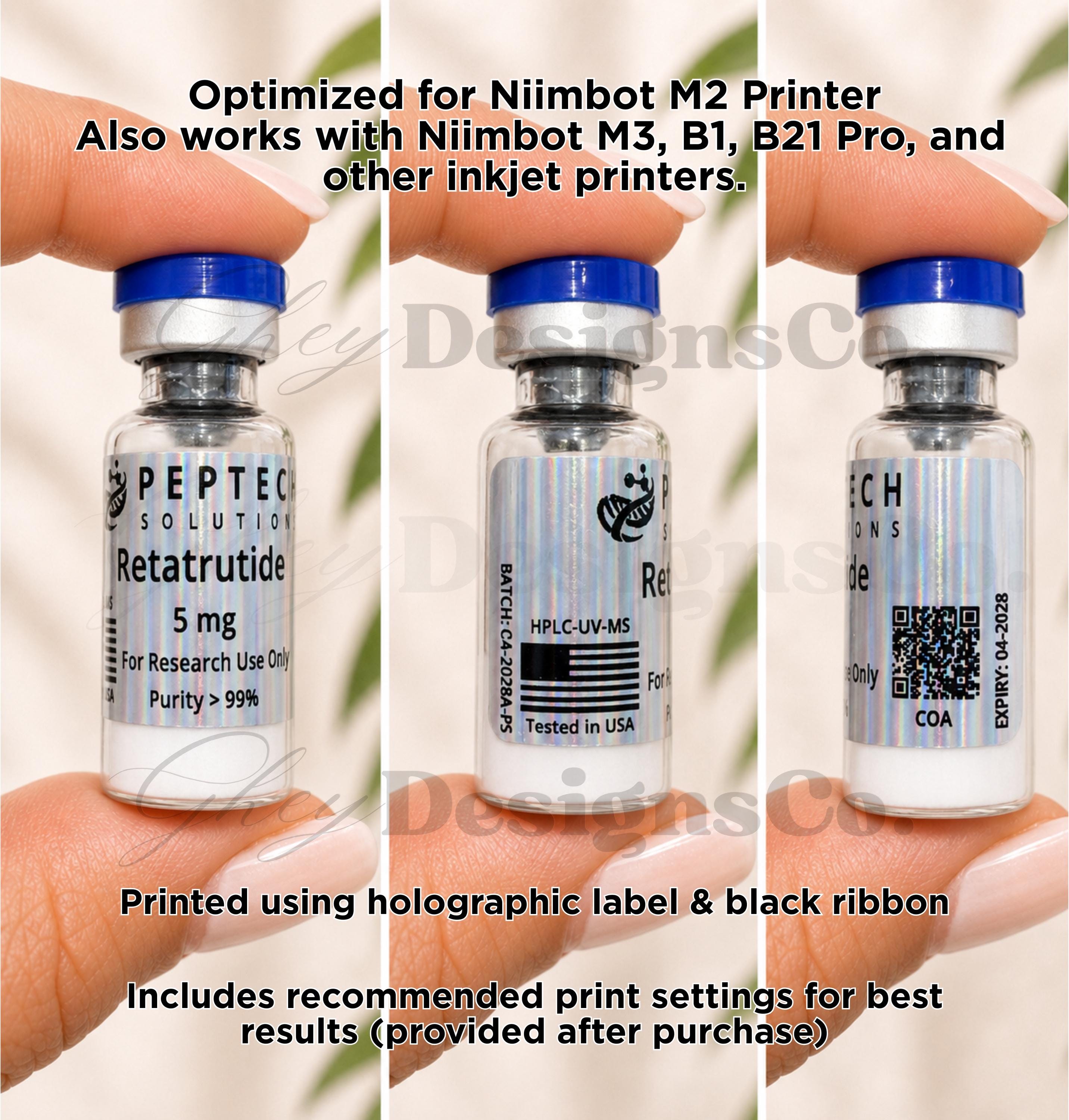 Reta Label Peptide Label Template, Editable Niimbot Peptide Label, Custom Peptide ...