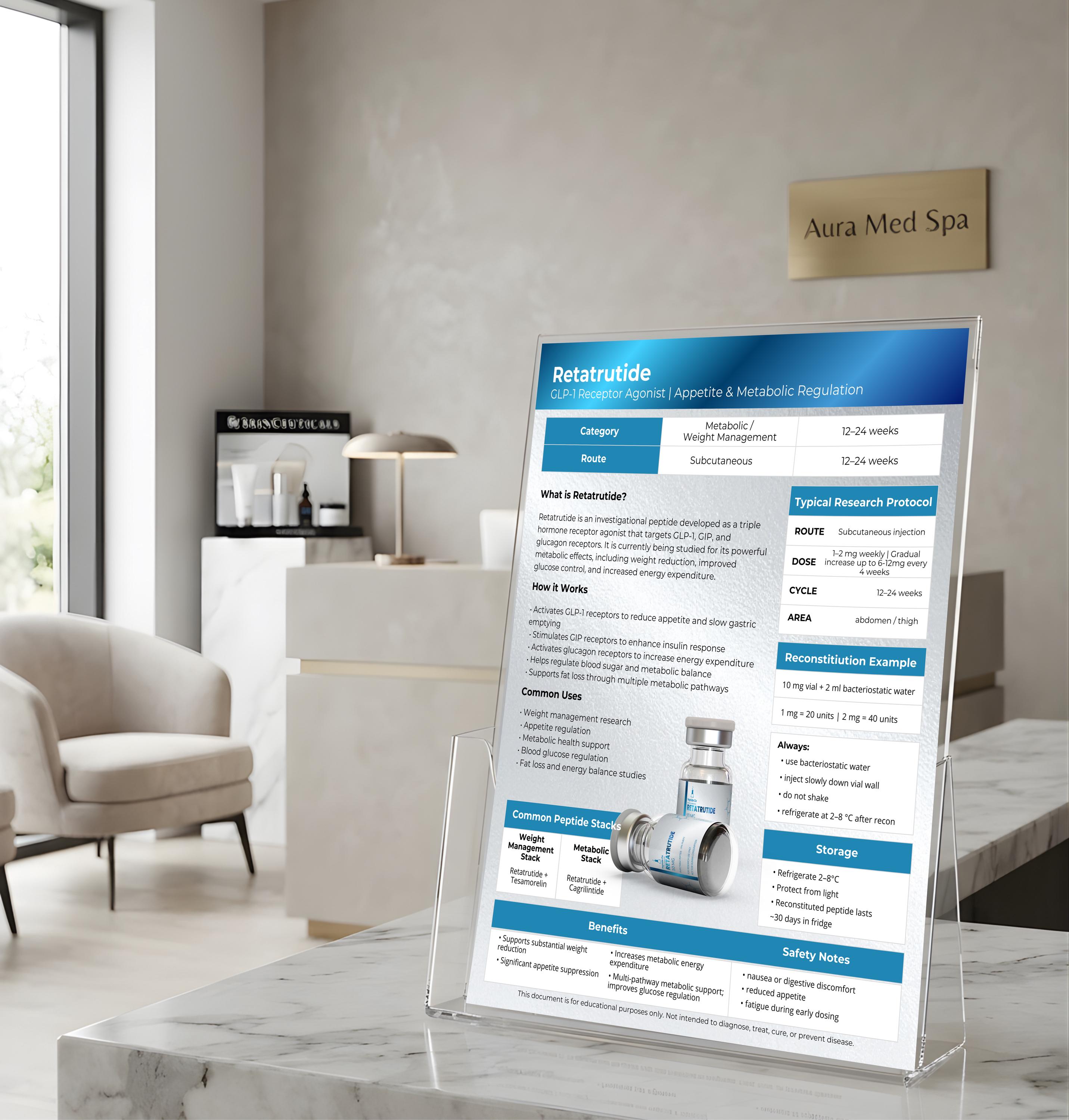 Weight Loss Peptide Therapy Guide Flyer, Retatrutide Cheat Sheet Template, Insulin Injection Therapy Flyer, Med Spa Flyer, Instant Download