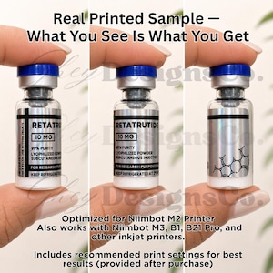 Niimbot Peptide Label Template, Retatrutide Peptide Label, Editable Niimbot Custom Peptide Label, 3ml Peptide Vial Label, Canva Template