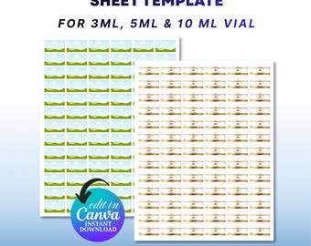 Peptide Label Template Sticker Sheet, Peptide Vial Labels Sheet, Vial Sticker Label Sheet Template, Canva Editable, Instant Download