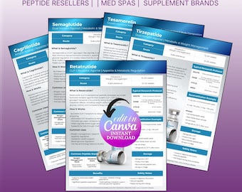 peptide cheat sheet retatrutide Weight Loss Peptide Therapy Guide Flyer, Retatrutide Cheat Sheet Template,  Insulin Injection Therapy Flyer, Med Spa Flyer, Instant Download