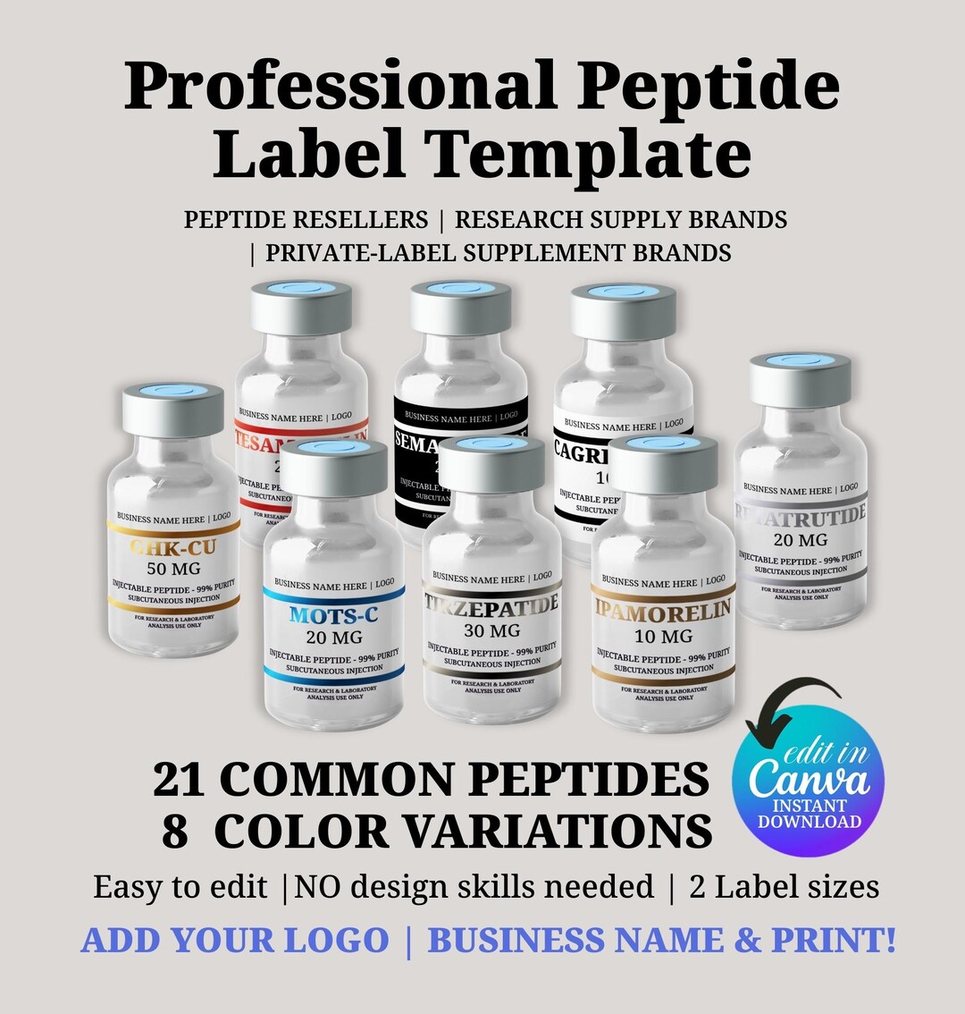 Printable Peptide Label Template, Peptide Label Editable Canva Template ...