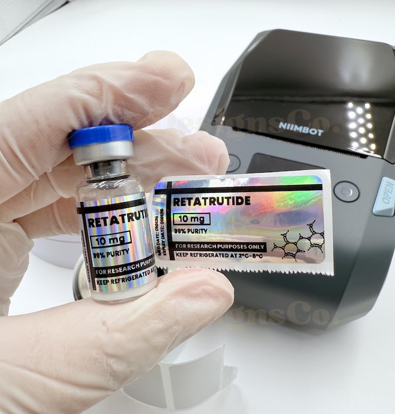 Niimbot Peptide Label Template, Retatrutide Peptide Label, Editable Niimbot Custom Peptide Label, 3ml Peptide Vial Label, Canva Template