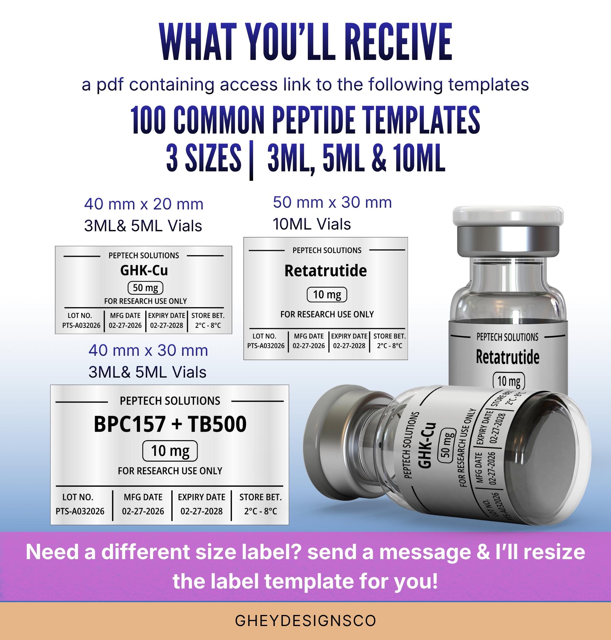 Peptide Label Template, Retatrutide Peptide Label, Editable Niimbot ...