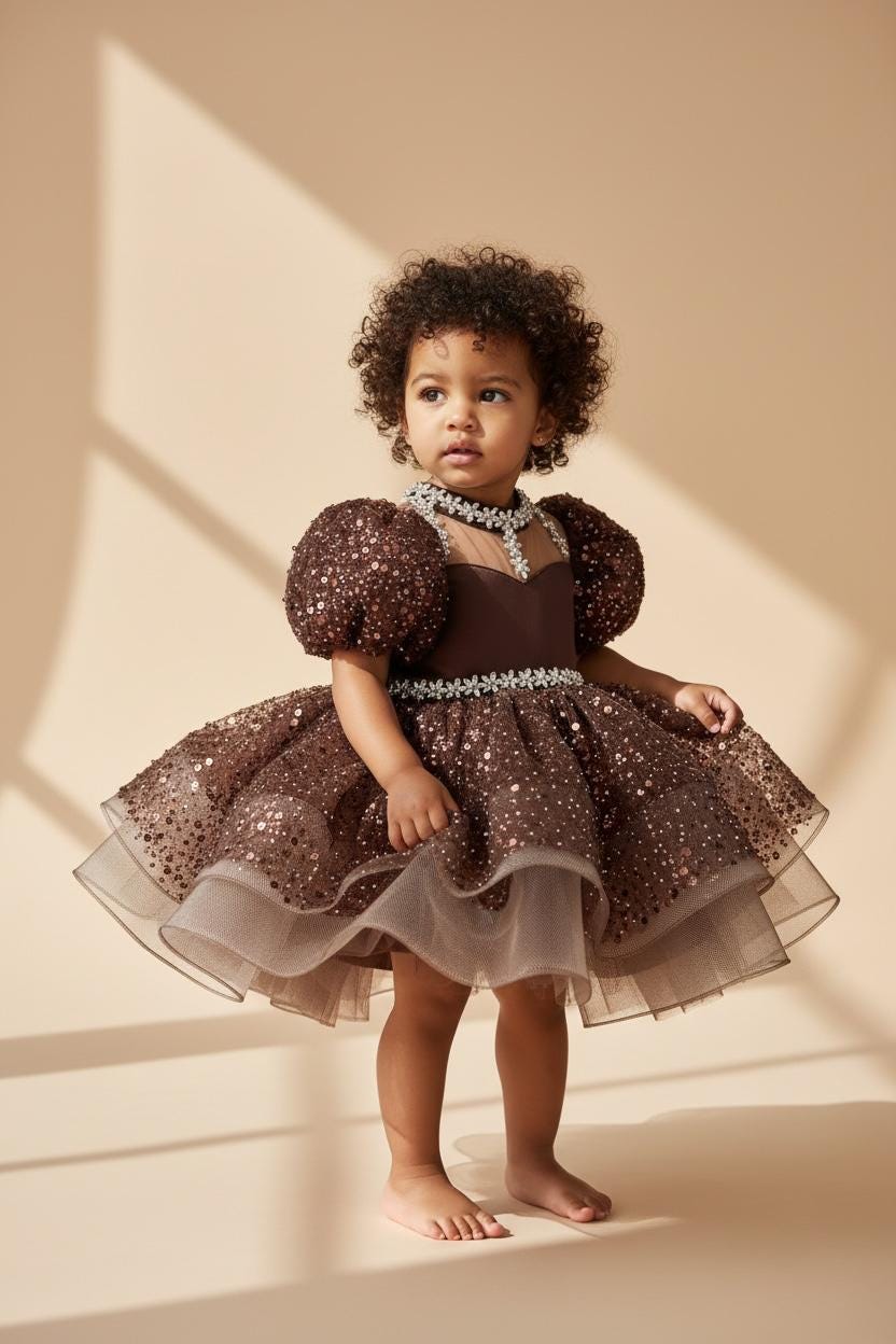 brown dress 3t Toddler Chocolate Dresses Party dress Color:Milk Chocolate winter formal dress Getting so much love this dress boasts a