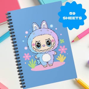 Labubu notebook, ruled line spiral notebook, gift for students, funny school supplies, gift for labubu lovers, gift for labubu fan