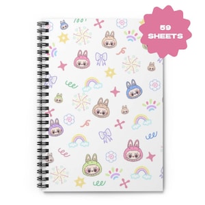 Labubu notebook, ruled line spiral notebook, gift for students, funny school supplies, gift for labubu lovers, gift for labubu fan