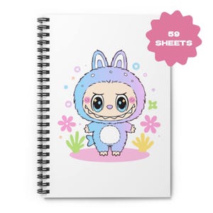 Labubu notebook, ruled line spiral notebook, gift for students, funny school supplies, gift for labubu lovers, gift for labubu fan