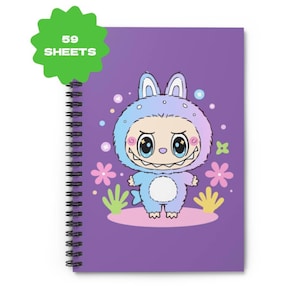 Labubu notebook, ruled line spiral notebook, gift for students, funny school supplies, gift for labubu lovers, gift for labubu fan