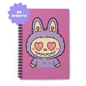 Labubu notebook, ruled line spiral notebook, gift for students, funny school supplies, gift for labubu lovers, gift for labubu fan