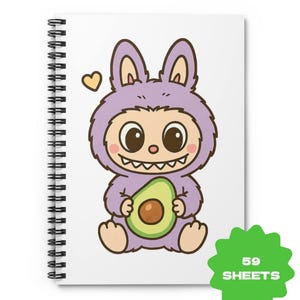 Labubu notebook, ruled line spiral notebook, gift for students, funny school supplies, gift for labubu lovers, gift for labubu fan