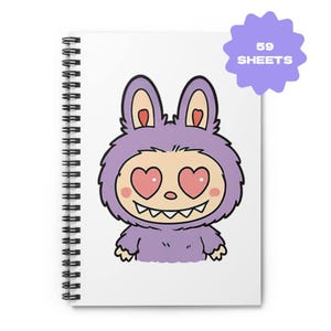 Labubu notebook, ruled line spiral notebook, gift for students, funny school supplies, gift for labubu lovers, gift for labubu fan