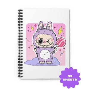 Labubu notebook, ruled line spiral notebook, gift for students, funny school supplies, gift for labubu lovers, gift for labubu fan