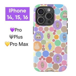 Labubu phone case, tough case, iphone case, iphone 14 case, iphone 15 case, iphone 16 case, iphone 16 pro case, gift for labubu lovers