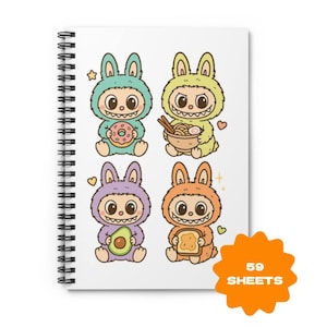 Labubu notebook, ruled line spiral notebook, gift for students, funny school supplies, gift for labubu lovers, gift for labubu fan