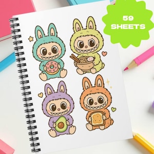 Labubu notebook, ruled line notebook, gift for students, funny school supplies, for labubu lovers, gift for labubu fan, back to school