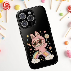 Labubu phone case, tough case, iphone case, iphone 14 case, iphone 15 case, iphone 16 case, iphone 16 pro case, gift for labubu lovers