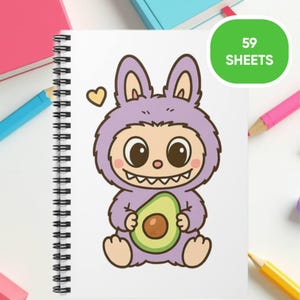 Labubu notebook, ruled line spiral notebook, funny school supplies, cute stationery, gift for labubu lovers, back to school, for students