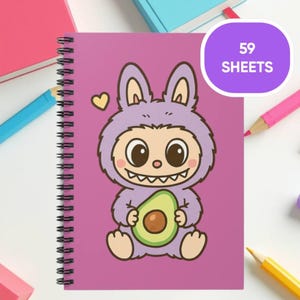 Labubu notebook, ruled line spiral notebook, funny school supplies, cute stationery, gift for labubu lovers, back to school, for students