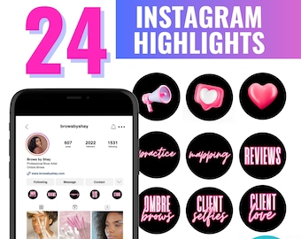 Instagram Highlight Covers für kleine Unternehmen, Pink Instagram Story, Story Highlight Covers, IG Hair Lash Nails Kosmetik Make Up