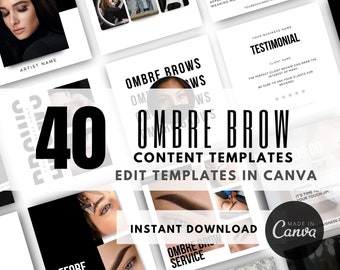 Ombre Brow Instagram Template | PMU Instagram Template | Microblading Templates | PMU Social Media Post | PMU Brows Templates | Pmu artist