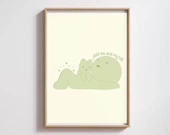 Lámina artística de gato Smiski / Decoración kawaii para el hogar, regalo para amantes de los gatos