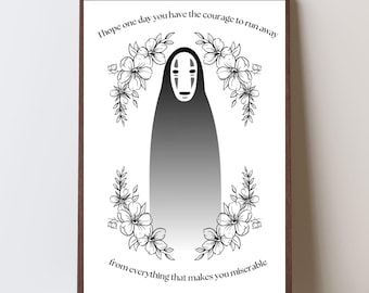 Stampa di Spirited Away senza volto: arte murale ispiratrice di anime (senza cornice)