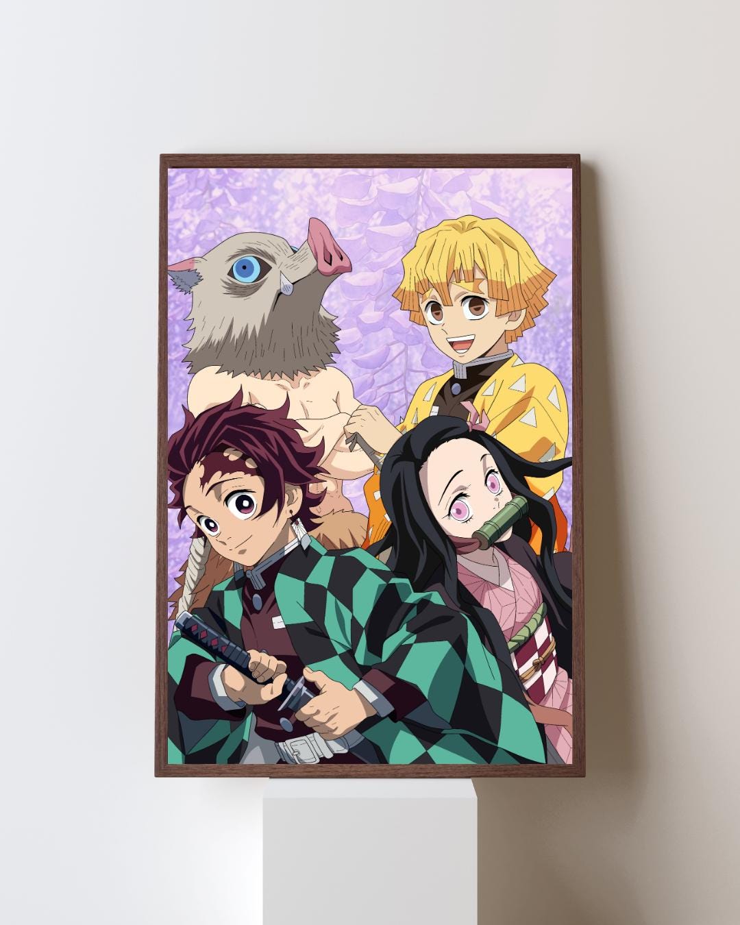 Demon Slayer Anime Print – Tanjiro, Nezuko, Inosuke & Zenitsu
